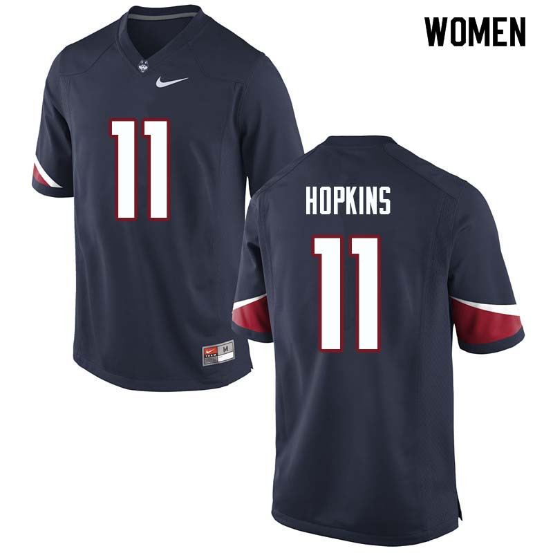 Women #11 Nate Hopkins Uconn Huskies College Football Jerseys Sale-Navy